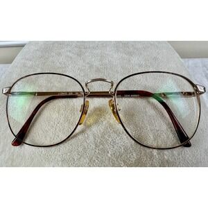 J. David 235 Demi Amber Gold Eyeglasses Frames Italy 54-19-145 Vintage Round
